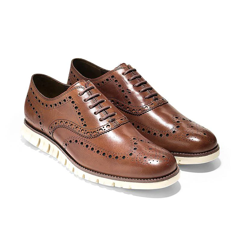 Men's ZEROGRAND Wingtip Oxford British Tan - Image 3