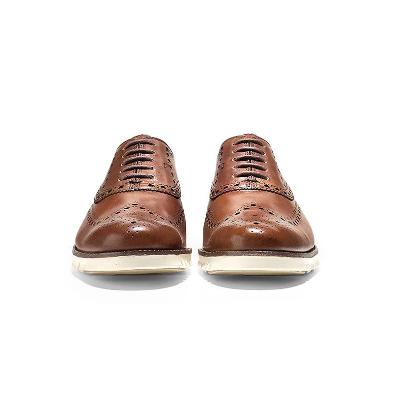 Men's ZEROGRAND Wingtip Oxford British Tan - Image 4