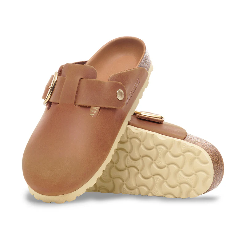 Women's Boston Big Buckle Narrow Cognac Oiled Leather - Image 3